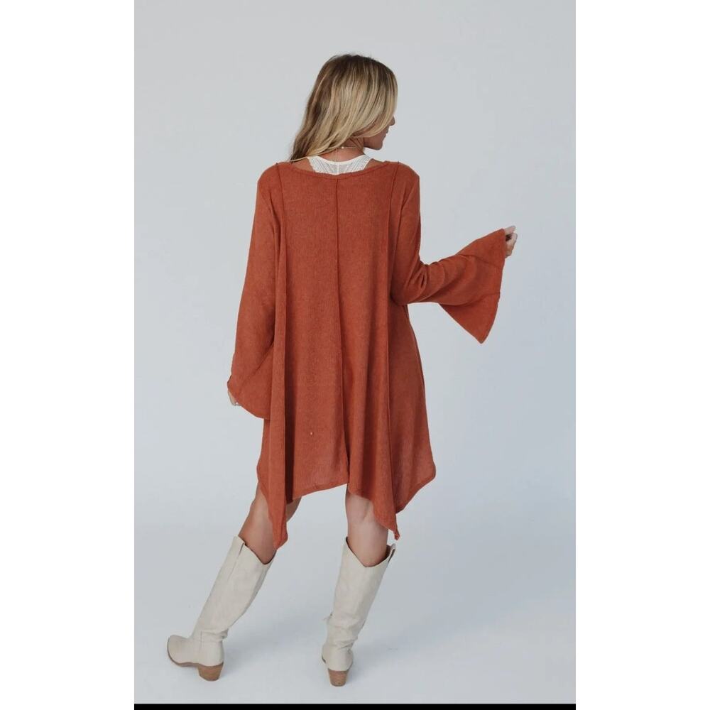 Golden Hour Long Bell Sleeve Dress - Rust - Picture 6 of 8